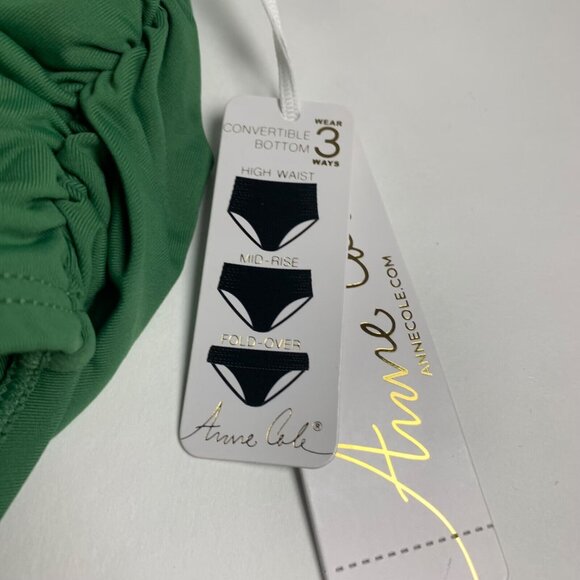 Anne Cole Womens Moss Green Solid High Waist Convertible Swim Bottom Size XL NWT - Picture 2 of 9